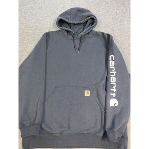 Carhartt Men's Original Fit Midweight Signature Sleeve Logo Hooded Sweatshirt XL
